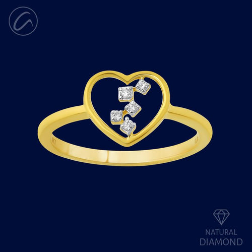 Delicate Sleek Heart Accented 18K Gold + Diamond Ring 