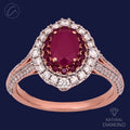 Glistening Oval 18K Rose Gold + Diamond Ring