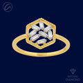 Impeccable Fancy Hexagon 18K Gold + Diamond Ring 