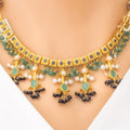 Extravagant Hanging Emerald Necklace Set 22k Gold 