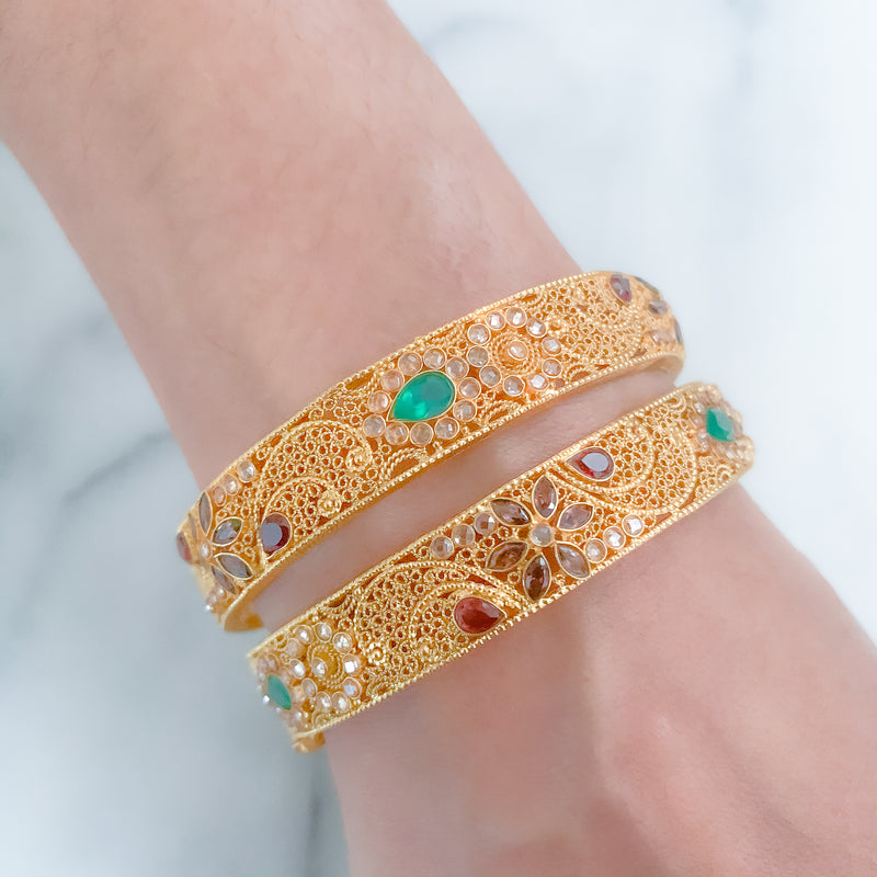 Antique Bangles with Emerald Accents