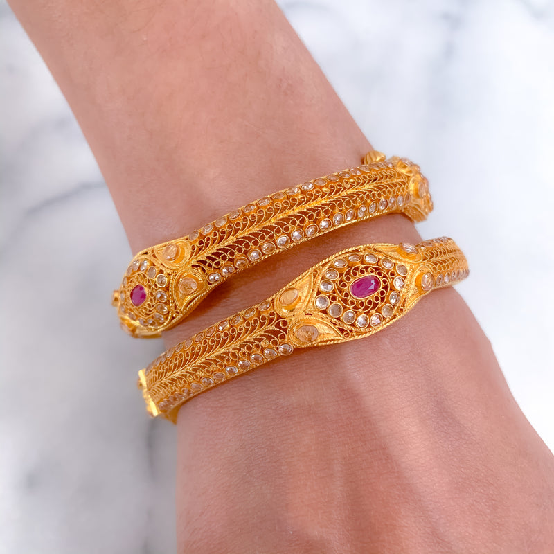 Elegant Antique Bangles With Ruby
