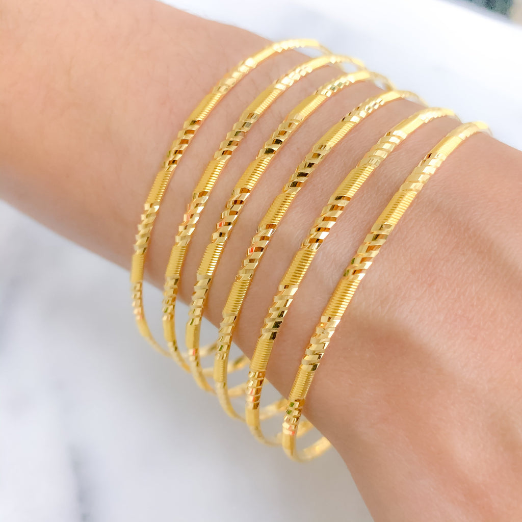 Lightweight Dual Pattern 6 Set Bangles – Andaaz Jewelers