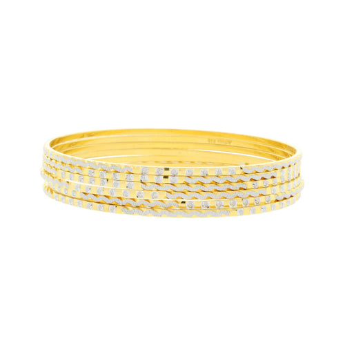 Alternating Yellow + White Gold Bangles