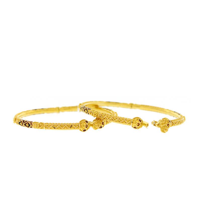 Gold & Meena Pipe Bangles