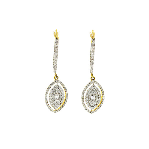 Drop-shaped Diamond + 18k Gold Earrings