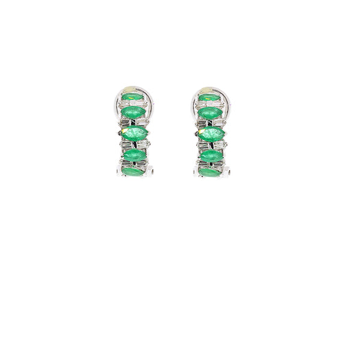 Emerald & Diamond + 18k Gold Earrings