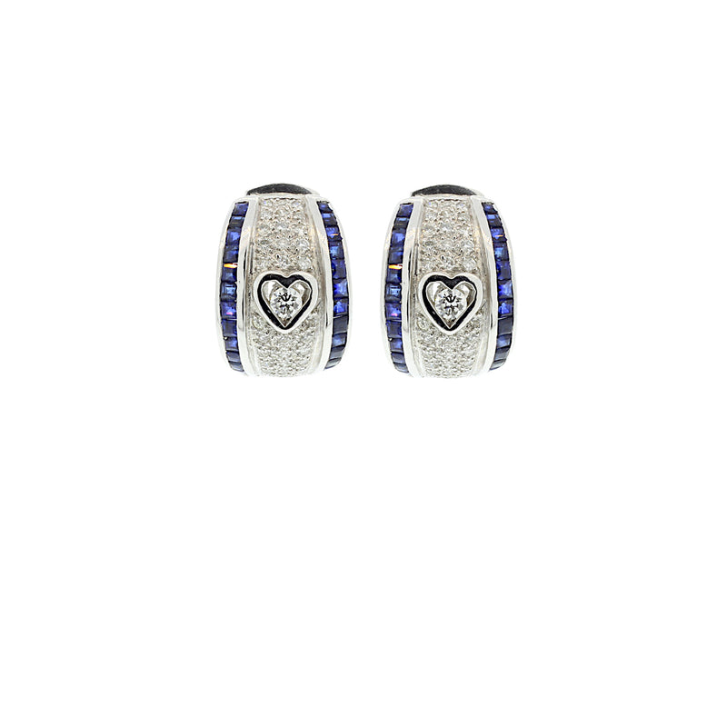 Sapphire & Diamond + 18k Gold Earrings