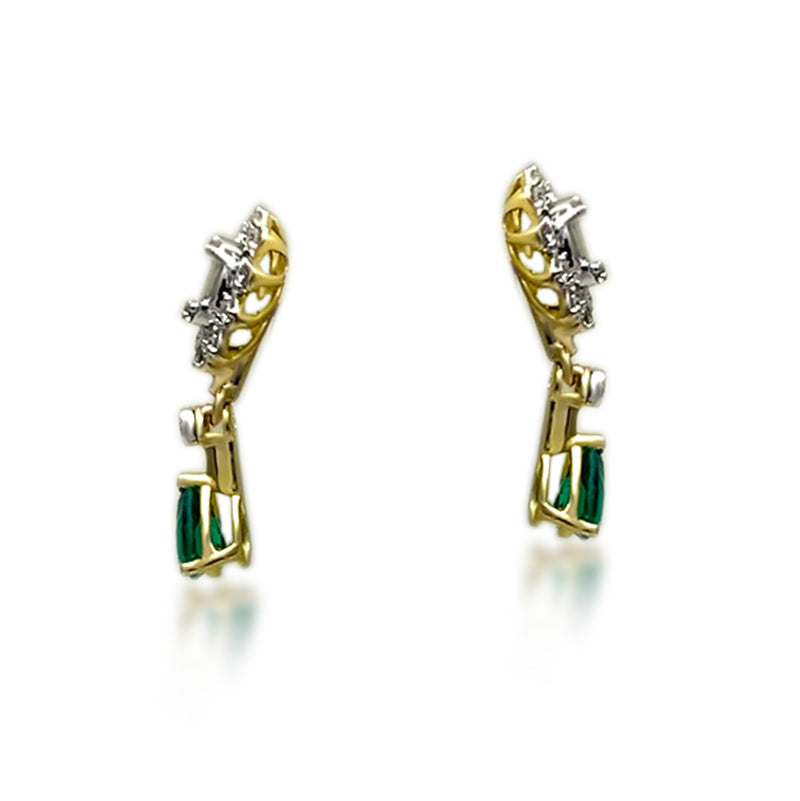 Graceful Evergreen 18K Gold Diamond Hanging Earrings 