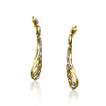 Ornate Leaf Drop 18K Gold Diamond Hanging Earrings 