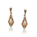 Alternating Striped 18K Rose Gold Diamond Hanging Earrings 