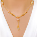 Three-Tone Dotted Orb 22k Gold Necklace Set