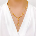 Striking Yellow Gold Hanging Orb 22k Gold Necklace Set