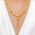 Striking Yellow Gold Hanging Orb 22k Gold Necklace Set
