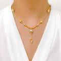 Chic Glossy Two-Tone Beaded 22k Gold Necklace Set