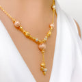 Posh Three-Tone Sparkling Orb 22k Gold Necklace Set