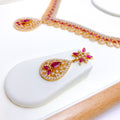 Gorgeous Ruby Leaf Necklace 22k Gold Set