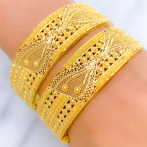 22k-gold-Radiant Netted Bow Bangles