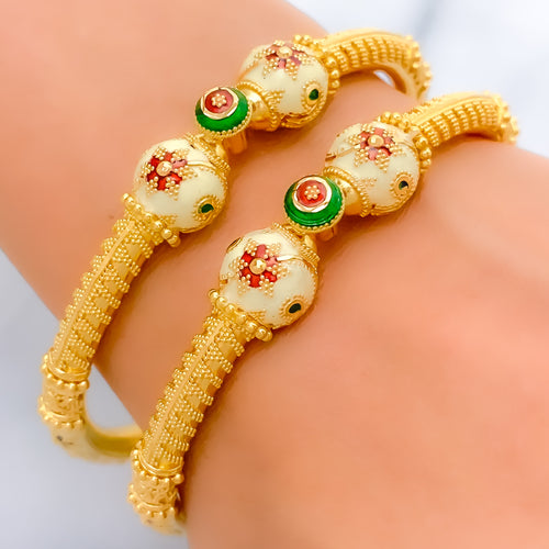 Exclusive White Meena Accented Bangles