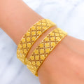 22k-gold-Unique Chequered Spiral Bangles