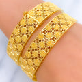 22k-gold-Unique Chequered Spiral Bangles