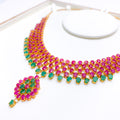 Classy Emerald Lined Ruby 22k Gold Set