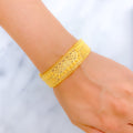 22k-gold-Bright Dual Finish Flower Bangle