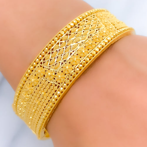 22k-gold-High Finish Multi Flower Bangle