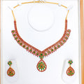 Refined Emerald Accented Necklace 22k Gold Set