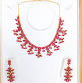 Chic Hanging Floral Ruby 22k Gold Set