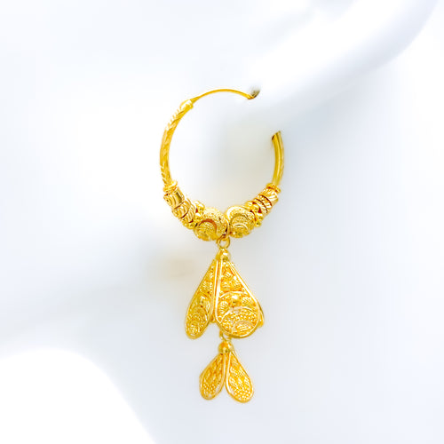 Unique Hanging Flower 22k Gold Bali