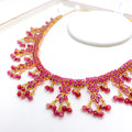 Chic Hanging Floral Ruby 22k Gold Set