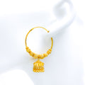 Opulent Leaf Adorned Chandelier 22k Gold Earrings