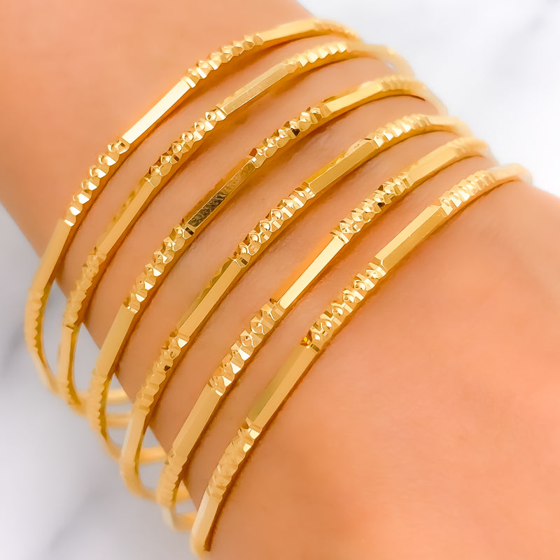 22k-gold-Trendy Sparkling Cutwork Bangles