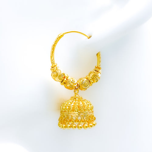 Detailed Multi-Finish 22k Gold Hanging Bali