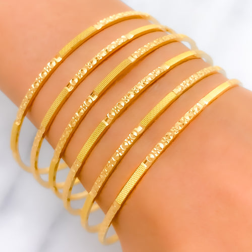 22k-gold-Smooth Textured Dotted Bangles