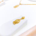 Delicate Dainty Teardrop 22k Gold Necklace Set