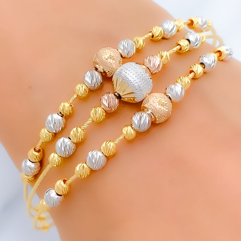 22k-gold-Opulent Multi-Orb Bangle Bracelet