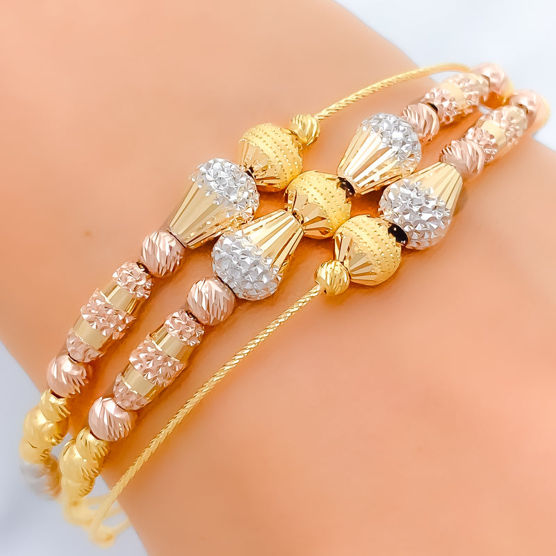 22k-gold-Reflective Cone Accented Bangle Bracelet
