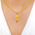 Two Leaves Gold Pendant Set