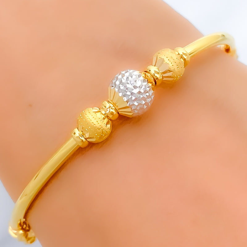 22k-gold-Modest Textured Orb Bangle Bracelet