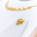 Shimmery Floral Cluster 22k Gold Necklace Set
