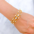 22k-gold-Elegant Three Layered Beaded Bangle Bracelet