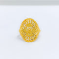 Graceful Beaded Flower 22k Gold Ring