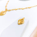 Chic Reflective Tear Drop 22k Gold Necklace Set