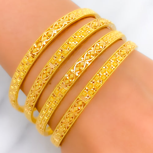 22k-gold-Classic Alternating Noble Bangles