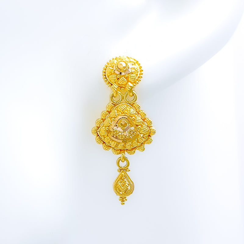 Lightweight Ornate 22k Gold Hanging Earrings