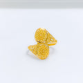 Floral Curved Lightweight 22k Gold Ring