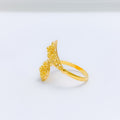 Floral Curved Lightweight 22k Gold Ring