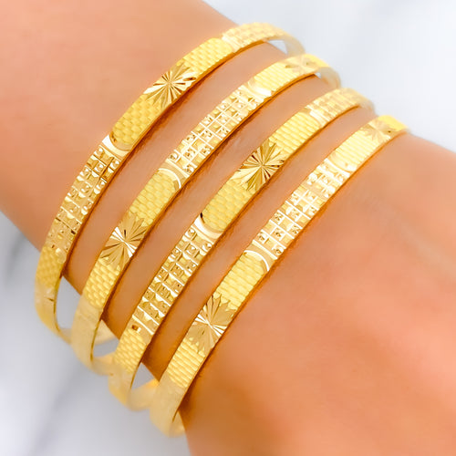 22k-gold-Floral Two Tone Cutwork Bangles